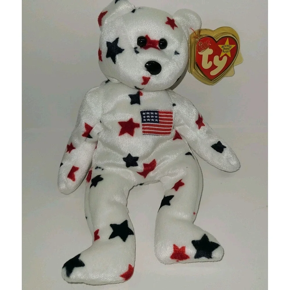 Ty Beanie Babies Lot of 3 Patriotic Bears GLORY'98, SPANGLE'99, USA 2000 w/tags!